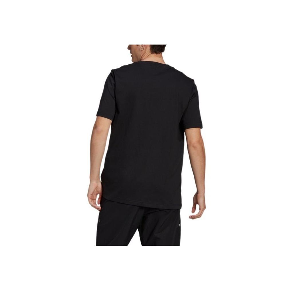 Adidas Футболка Originals Trefoil SS22 с цветным логотипом и круглым вырезом, мужские топы, черная GP0166