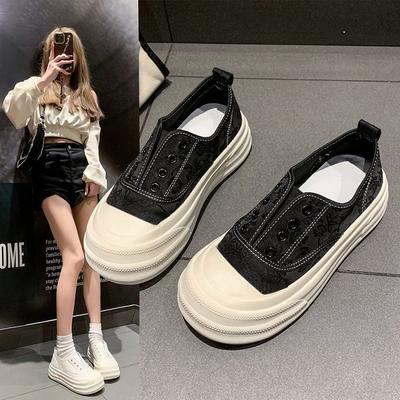 2024 Новые летние мокасины Net Surface Lazy Man A Slip-on с толстой подошвой и круглым носком с принтом и кованой поверхностью для женщин