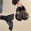 Leather Black Small Leather Shoes Women's Shoes Spring New One-pedal Platform Shoes Loafers Mary Jane Women's Shoes
