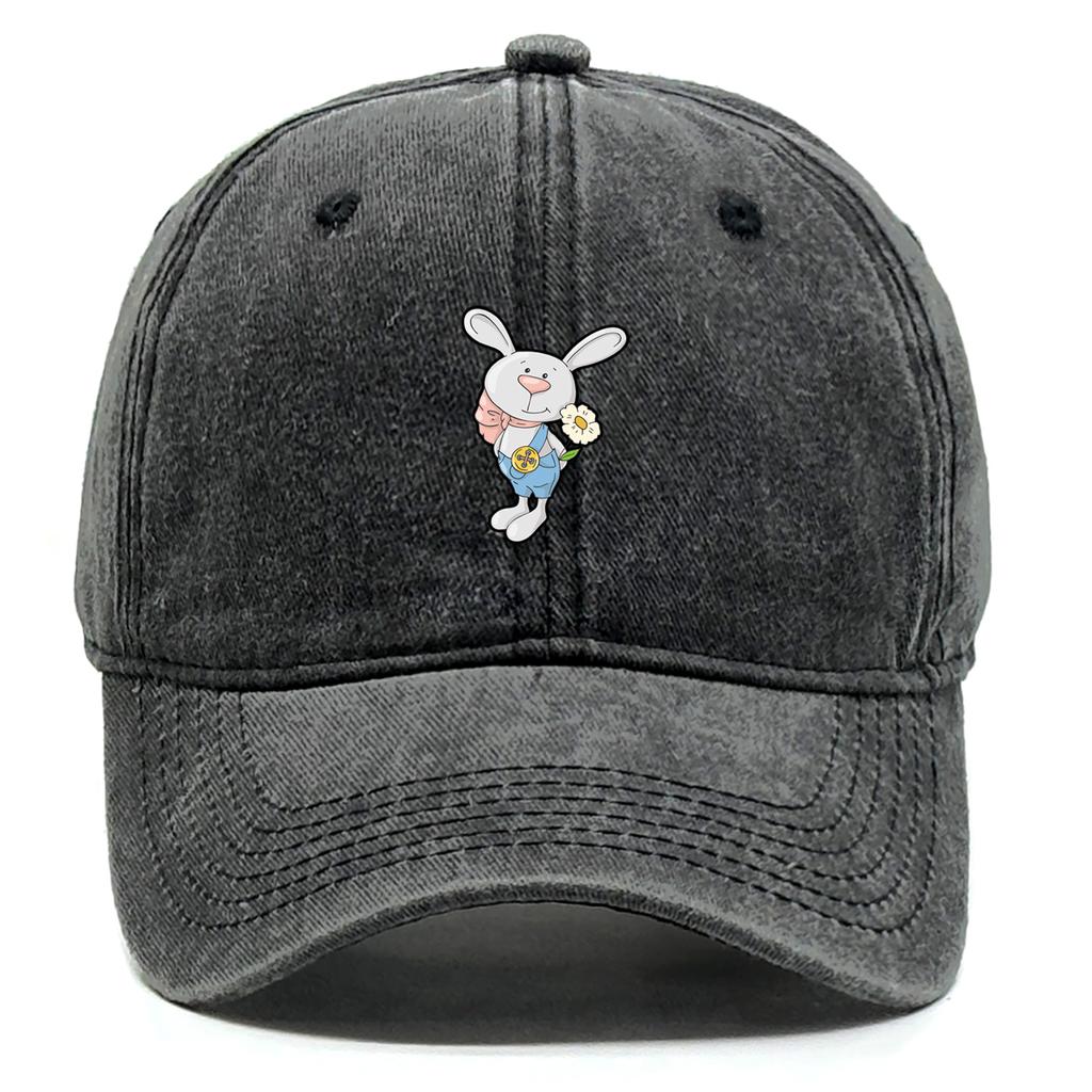 Cute Rabbit Printed Baseball Cap Adjustable Snapback Baseball Hat Solid Color Leisure Sport Hat For Golf Mountaineering Gifts