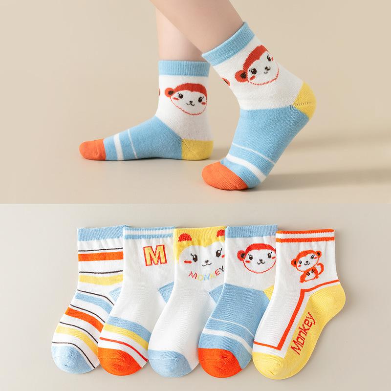 Детские носки с рисунком медведя из мультфильма для детей 0-13 лет, впитывающие пот и ветер, износостойкие, средние носки-трубы