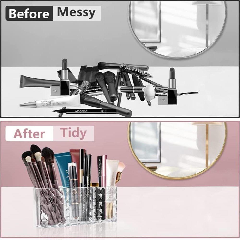 Clear Makeup Brush Storage Boxes Durable Eyelash Brushes Organizer Cosmetic Organizer  Desk