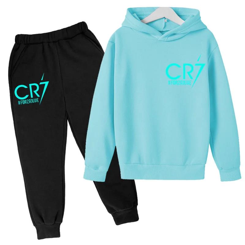 Kids Hoodie CR7 Football Idol 3-12Y Boys Girls Clothes Toddler Clothing Top+ Pants Sports Jogging Training Casual Sweatshirt Set