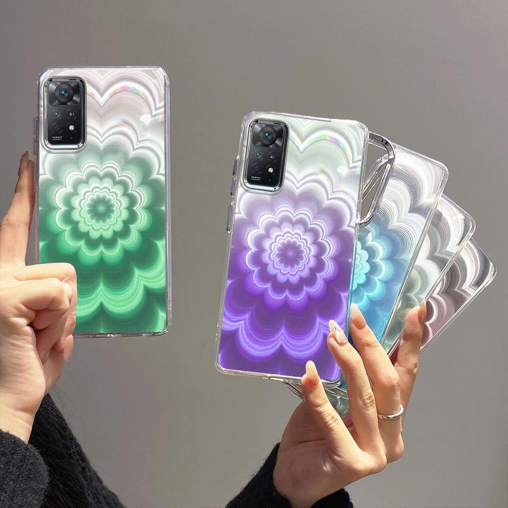Чехол для Xiaomi Redmi Note 12 Pro 4G, 11S 4G, 11 Pro 5G, 11 Pro 4G, 11 4G, Радужный градиентный цветочный прозрачный чехол, Ударопрочная защита объектива камеры
