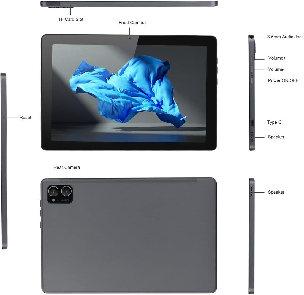 10,1-дюймовый планшет Android 13 с дисплеем IPS Full HD, восьмиядерным процессором, 8 ГБ ОЗУ, 256 ГБ ПЗУ