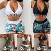 Sexy Halter Bikini Set Short Swimsuit Women High Waist Swimwear Female Printed Bathers Swimming Bathing Swim Suit Beachwear