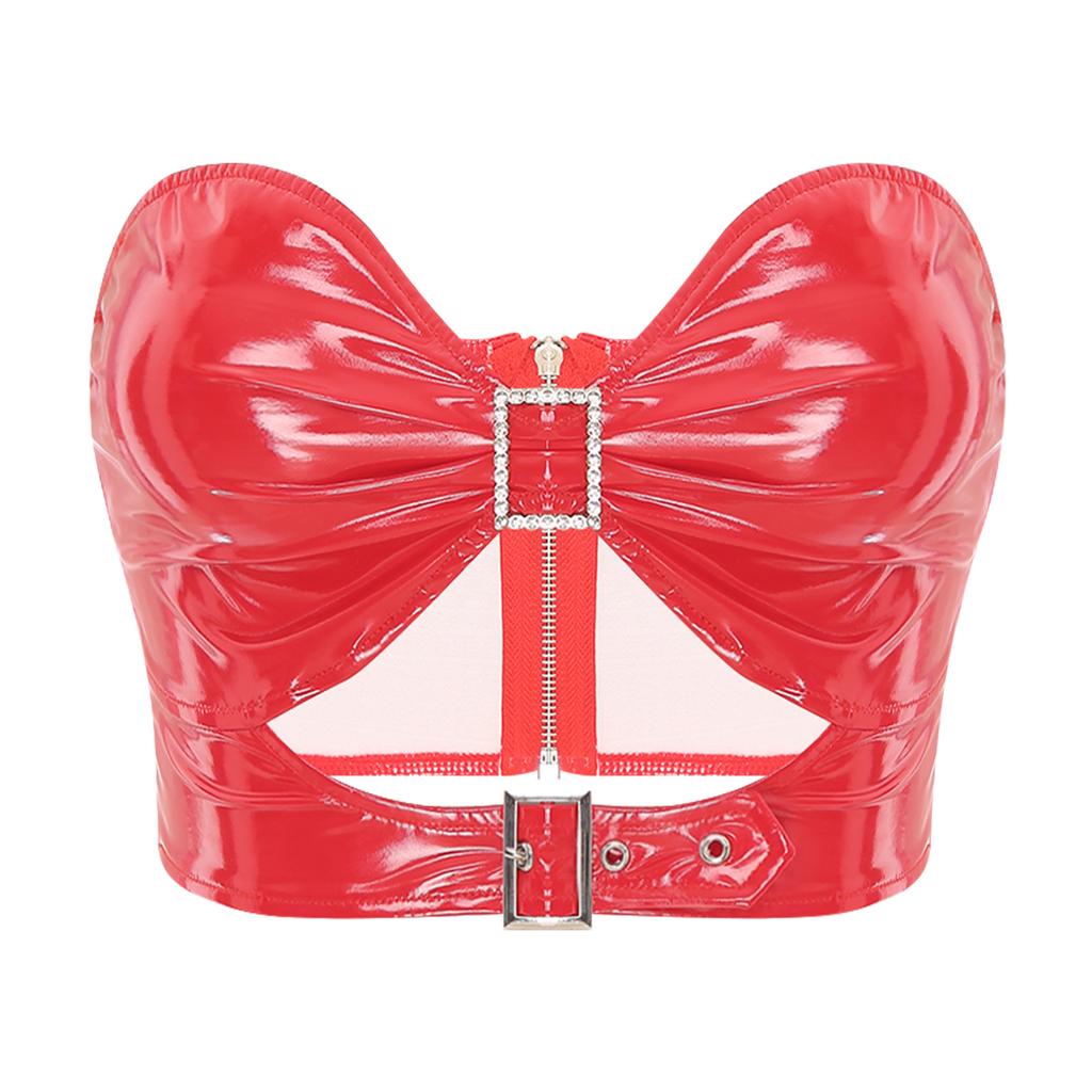 Женские ажурные металлические PU бюстгальтеры топы бюстье нижнее белье костюм для ролевых игр музыкальный фестиваль рейв-вечеринка клубная одежда в стиле панк