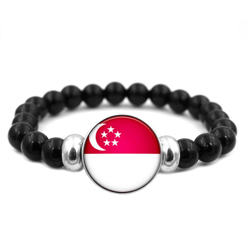 287 Countries National Flag Snap Button Elastic Band Beads Country Flag Independence Day Bead Jewelry Beaded Bracelet