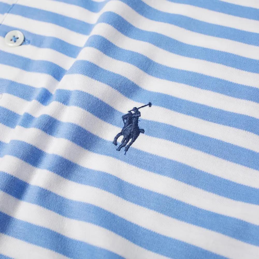 Polo Ralph Lauren SS22 Color Block Striped Logo Вышитая рубашка поло с коротким рукавом Мужские топы Синий 710830550-002