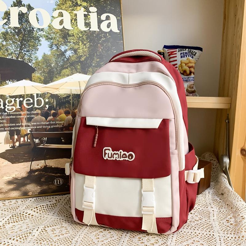 Школьный рюкзак для младших школьников, женский рюкзак большой емкости, контрастный цветной рюкзак для старшеклассников