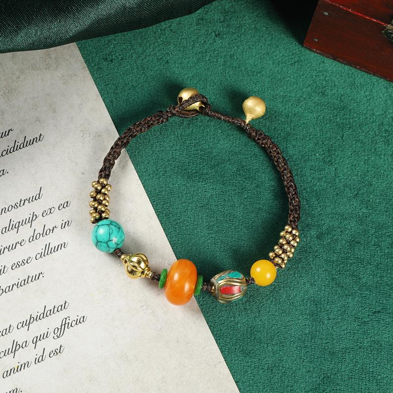 Оригинальный плетеный тибетский браслет цвета желтого меда, мужской и женский, персонализированный тибетский браслет, аксессуары в непальском стиле