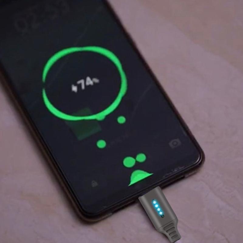 Металлический кабель USB — USB C Зарядный кабель со светодиодной подсветкой Кабель для быстрой зарядки с Power Delivery для телефона, планшета, ноутбука