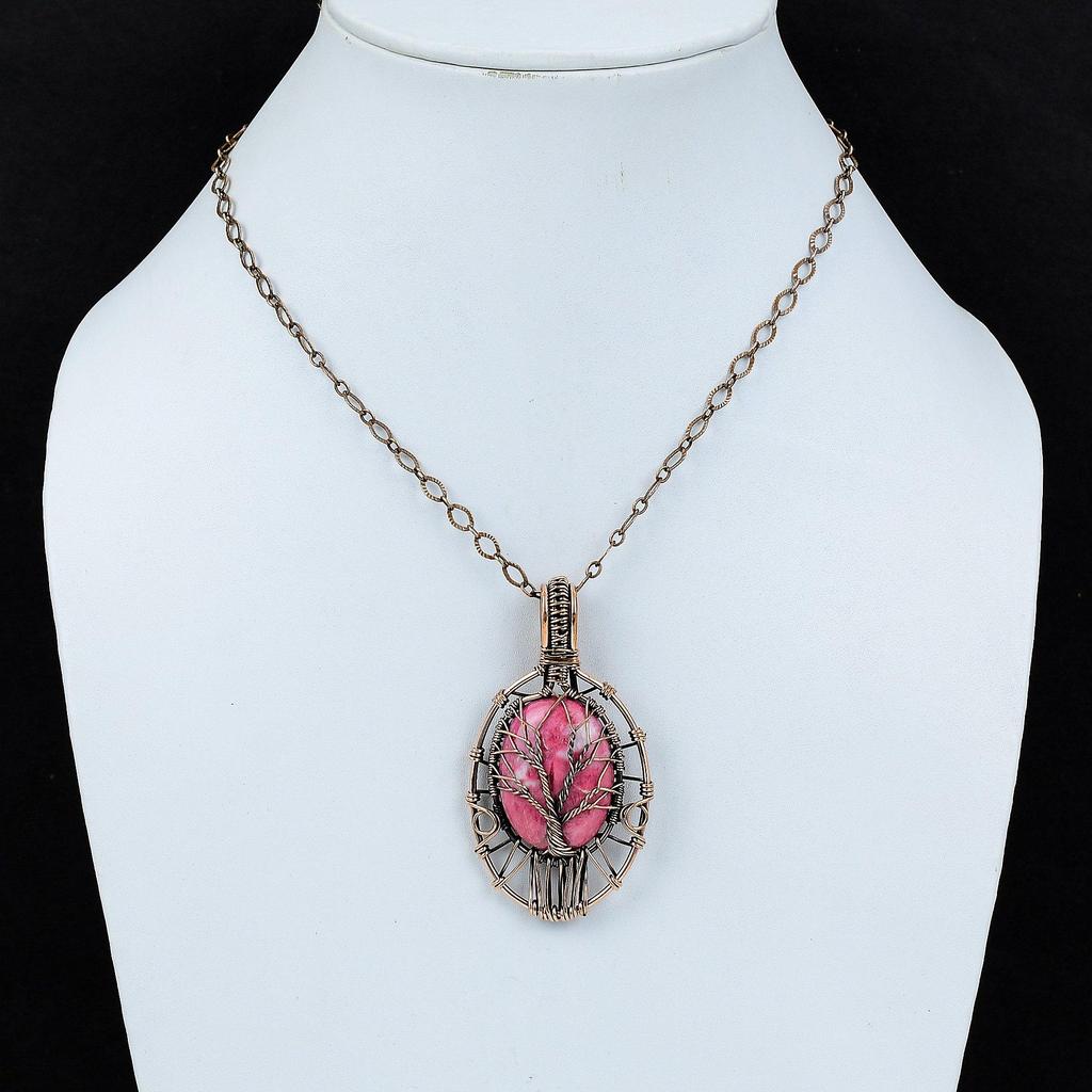 Tree Of Life Thulite Pendant Copper Wire Wrapped Pendant Thulite Jewelry Gemstone Pendant Copper Wire Jewelry Handmade Pendant Wedding Gift
