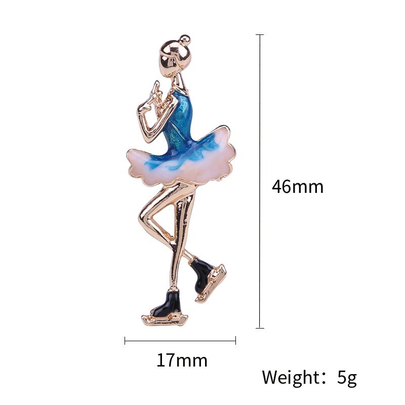 Изысканная синяя эмаль, красивая балетная фигурка, катание на коньках, танцовщица, брошь для девочек, значок, ювелирное изделие, подарок для балерины, аксессуары