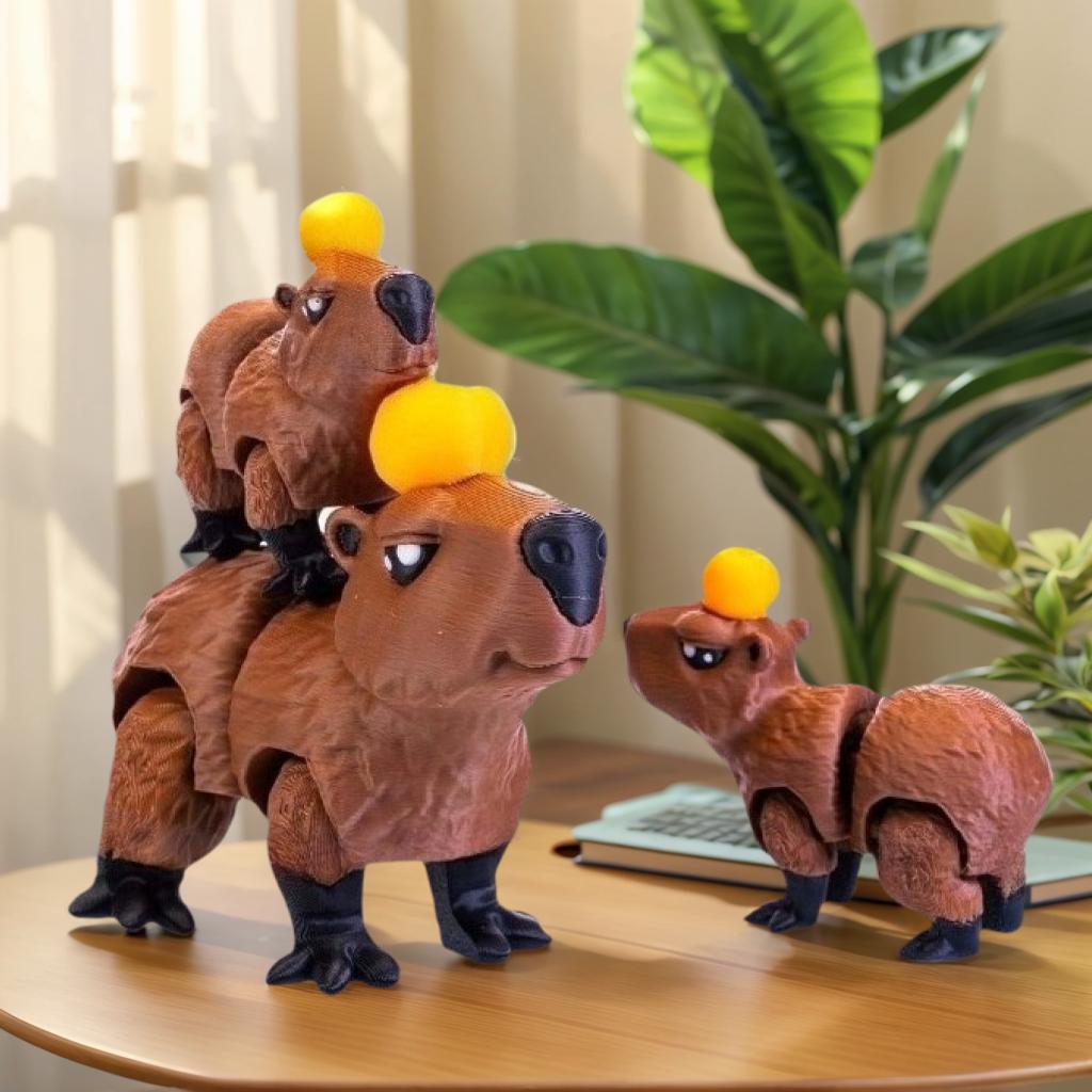 3D-printed Capybara Action Figures Articulated Movable Capibala Figurines Creative Animal Ornaments Home Decors Christmas Gift