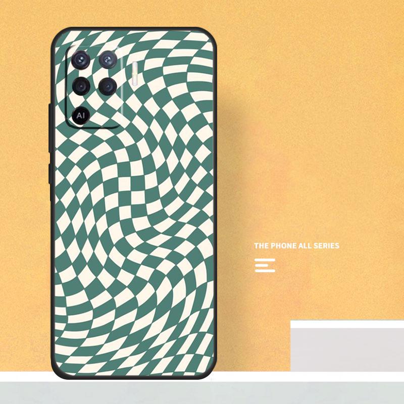 Crazy Checkered Case For Oppo A74 A94 A54 A15 A17 A57 A6 A5 Pro A16 A76 A96 A40 A60 A80 A18 A38 A58 A78 A98