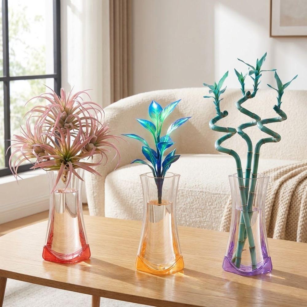 5Pcs Shatterproof Clear PVC Flower Vase Flower Arrangement Vase  For Home, Desk, Party Decor