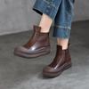 Универсальные короткие ботинки из натуральной кожи с толстой подошвой, молния сбоку, осенне-зимняя женская обувь в стиле ретро на плоской платформе