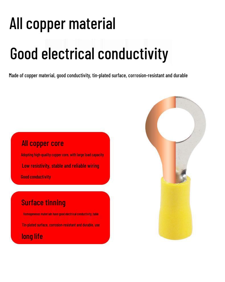 Набор из 200 штук обжимных наконечников для клемм RV холодного прессования с предварительно изолированными концами проводов в коробке