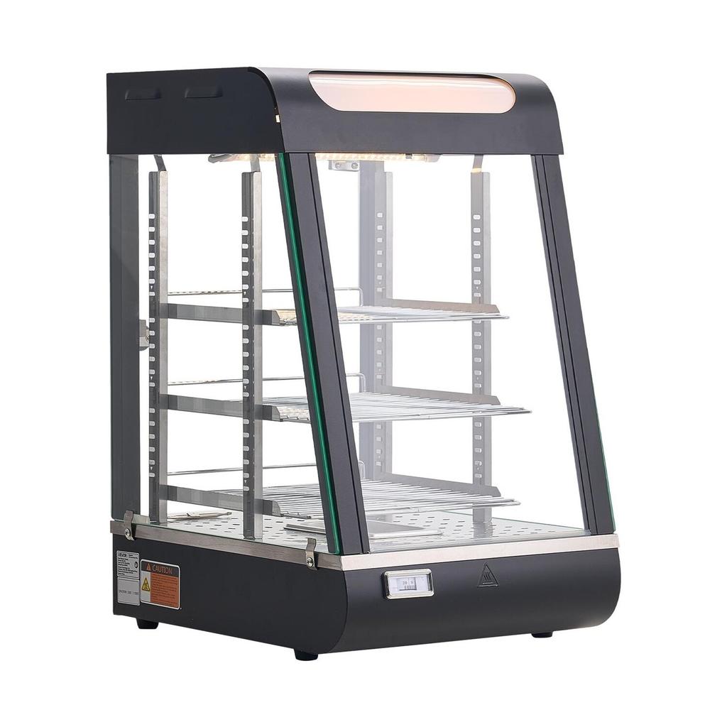 3-Tier Commercial Food Warmer Display, 800W Food Display Warmer with LED Light, Top Storage and Adjustable Shelves, 3085°C Steam Heating, 60 Qt /57L