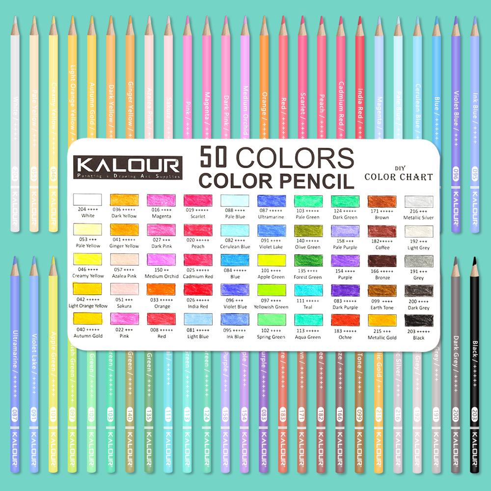 KALOUR 50 Профессиональных цветных карандашей на масляной основе для рисования