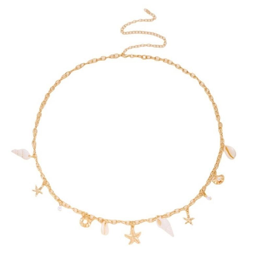 Shell Starfish Waist Chain Adjustable Beads Belly Chain Elegant Imitation Pearl Body Chain Party