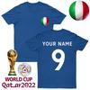 Италия Футбольная футболка Добавьте свое имя Тренировочный топ для футбола