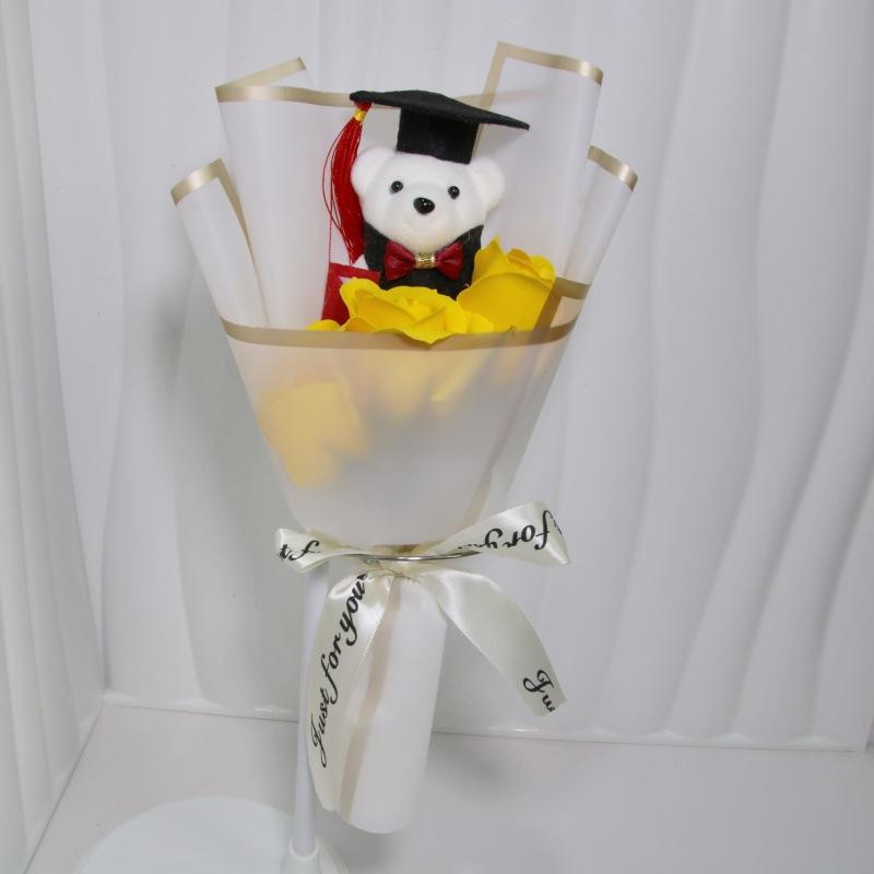 Подсолнух Подсолнух Мыло Цветок Букет Украшение Мультяшный Милый Медведь Церемония Выпуска