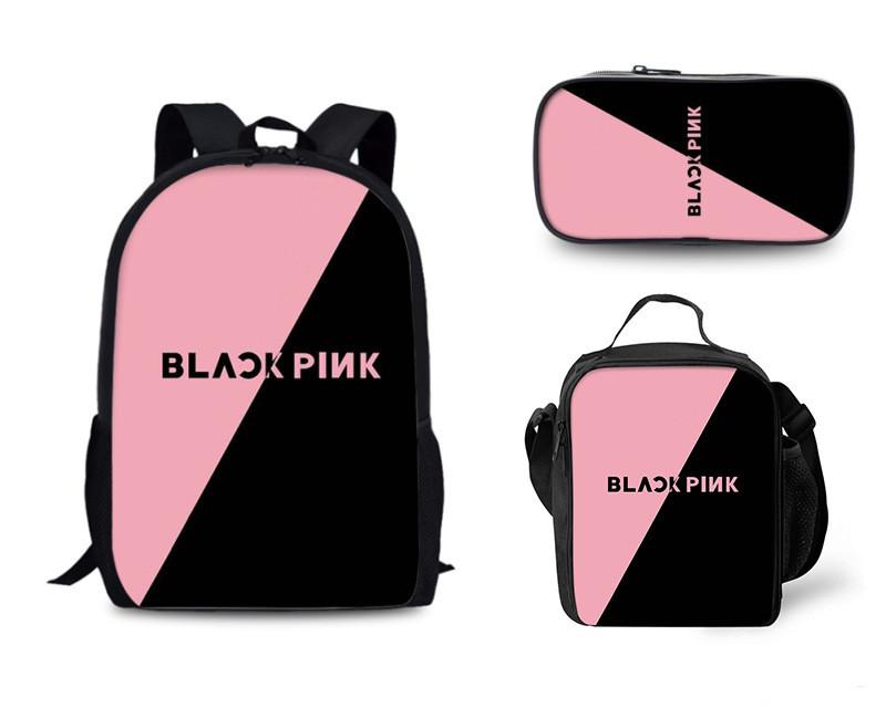 Набор школьных сумок Black Pink с пеналом и сумкой для ланча для подростков и школьников