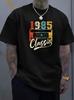 Unisex Black Crew Neck Tee Retro Multicolor Cassette Tape 1985 Classic Distressed Vintage Music Born Year Soft Cotton Male Tops