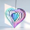 Colorful Heart Wind Spinner 3D Rotating Wind Catcher Flowing Love Windchime Garden Yard Hanging Decor Reflection Bird Repellent