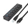 7-портовый USB C адаптер с индивидуальными переключателями, 4x USB 3.0, 3 порта Type C, док-станция для быстрой расширения 5 Гбит/с для компьютеров