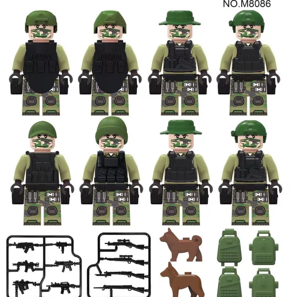 Green Counterterrorism Task Force City Police Doll Small Particle Assembly Building Block Toy Set