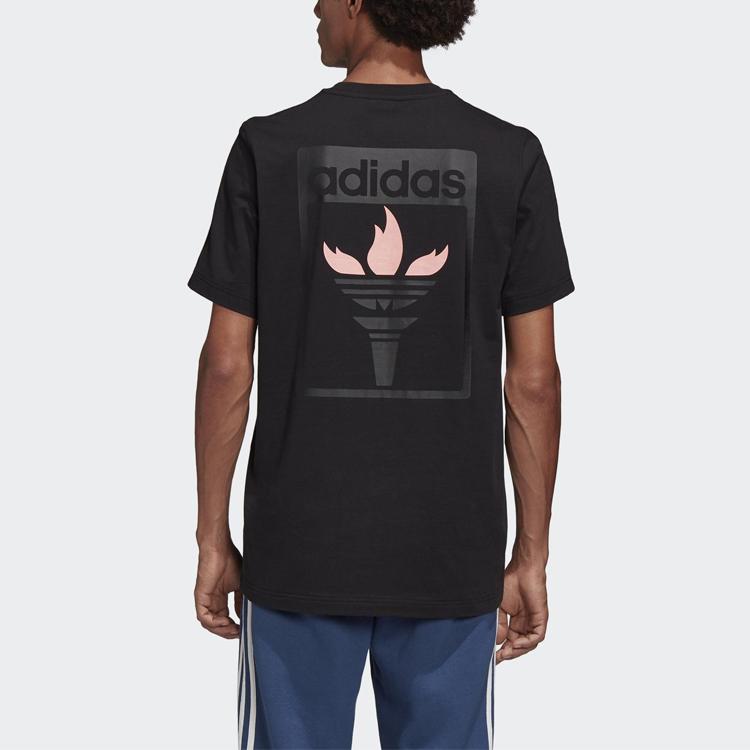 Adidas Originals Trefoil Eternal Flame Print Short Sleeve T-Shirt Men Tops Black GK5904
