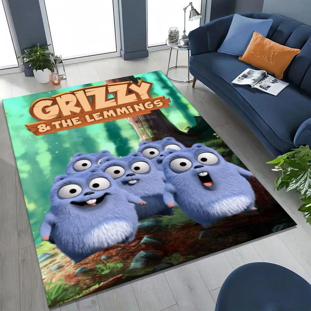 Забавный ковер-ковер из мультфильма «Гризли и лемминги» для спальни, гостиной, дивана, придверный коврик, декор, большой детский игровой нескользящий коврик для пола