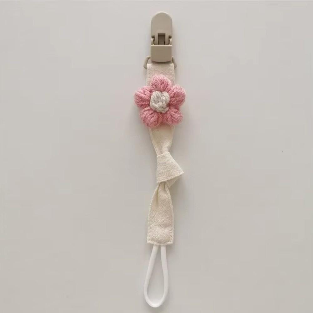 Plastic Flower Dummy Nipple Holder Plaid Embroidery Pacifier Clips Retro Baby Pacifier Chain Girls