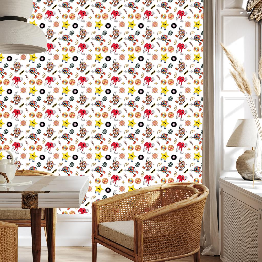 Retro Wallpaper White, Light Gray and Cream for Living Room and Bedroom 50x1000
