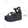 Fashion Women's Platform Sandals Woman 11cm Super High Heel Wedge Elegant Fashion Black Punk Gothic Gladiator Round Toe Sandales Femme