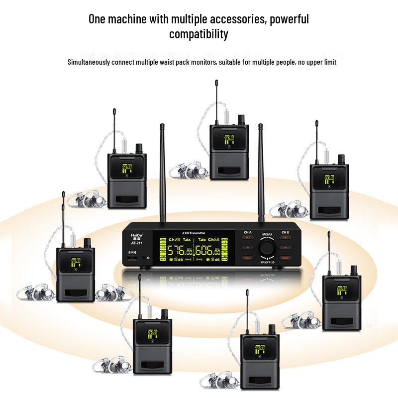 HuiDu AT-211 Pro Беспроводные двухканальные сценический ушной мониторинг дальнего действия