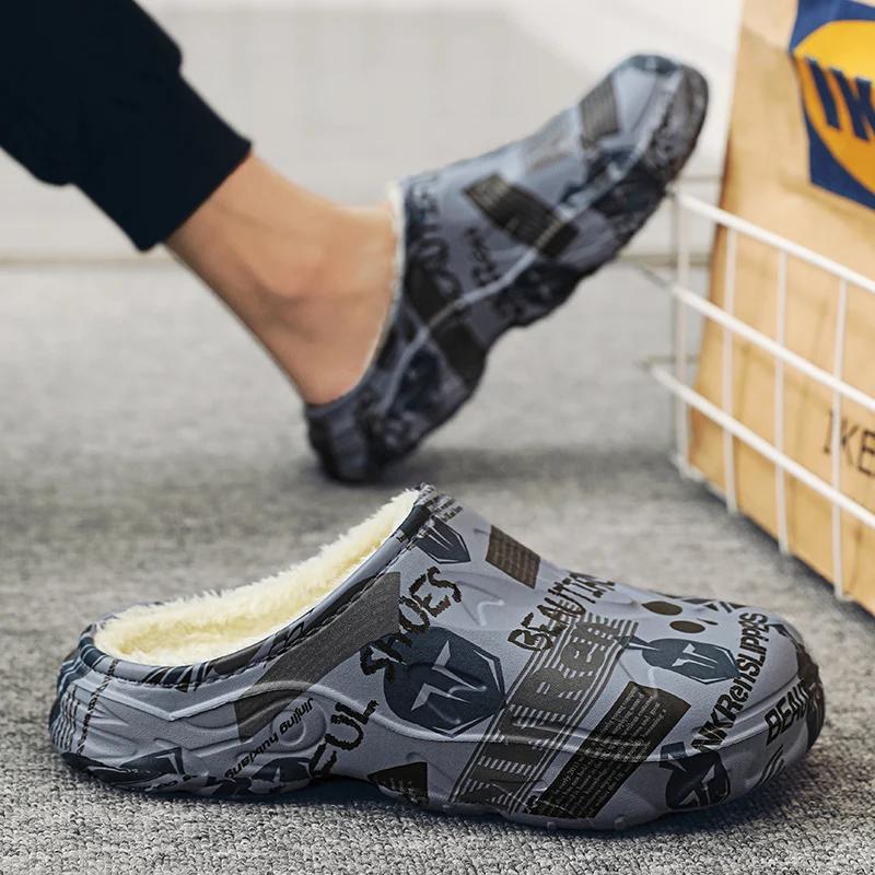 Мужские тапочки с добавлением хлопка, мягкие и удобные, износостойкие, вентилируемые, с толстой подошвой, водонепроницаемые, домашние тапочки, обувь для мужчин
