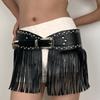 Spicy Girl Rrivet Belt Punk Style Pu Tassel Waistbands Retro Skirt Decoration  Female/Girls
