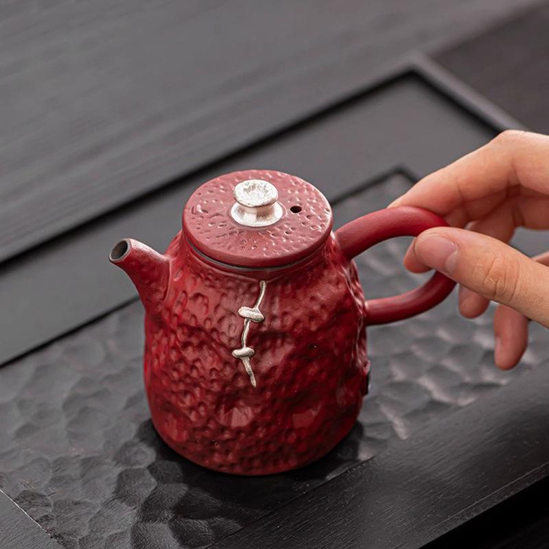 Creative Forbidden City red tea set teapot light luxury household retro Tang style hawthorn red wedding teapot cup high-end souvenir