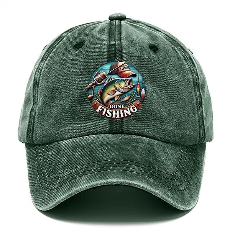 pc Unisex Outdoor Fishing Baseball for Men Women Adjustable Hook Loop Dad Hat Breathable Washed Suitable for Beach Fish
