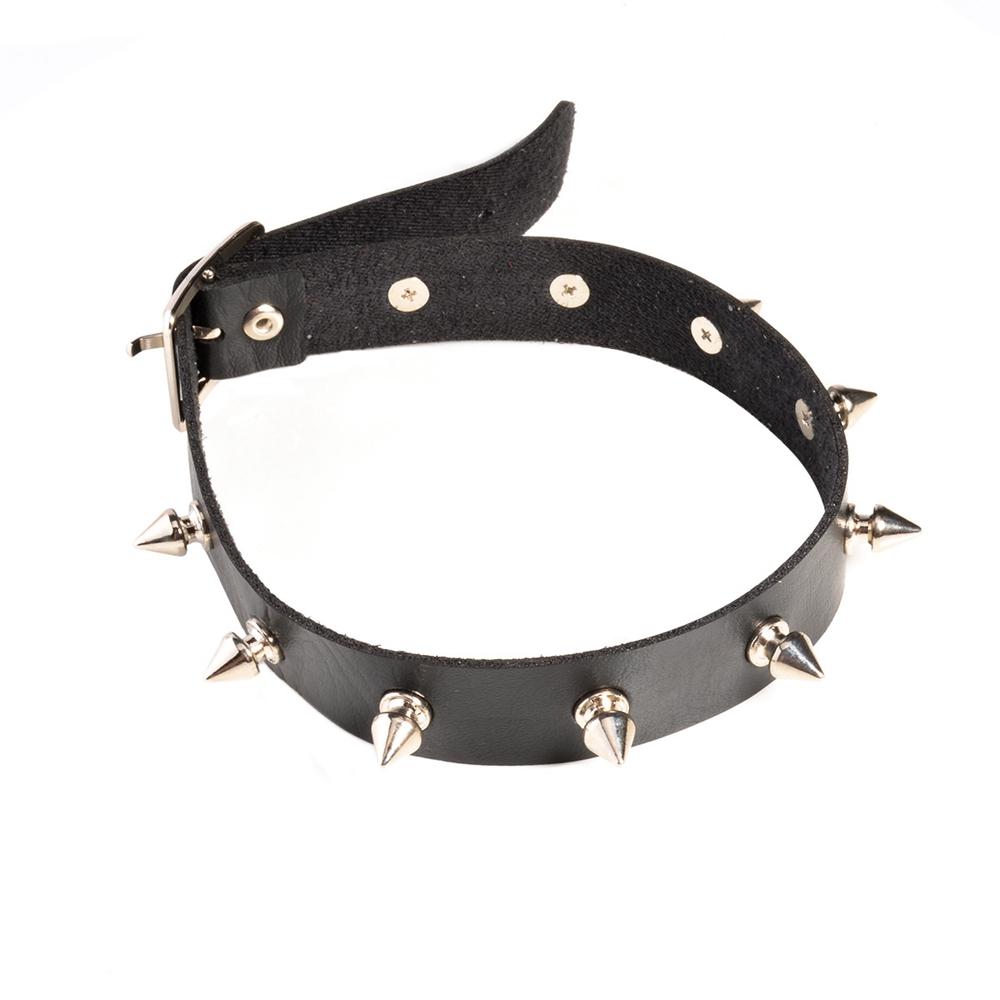 Панк-черная заклепка из цинкового сплава с металлической пряжкой на ключице из искусственной кожи с ювелирными изделиями из металлического шипа