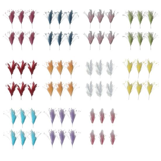 6 шт. Декор из искусственной пампасной травы 17,7" Короткие пушистые искусственные ветки пампасов Многоцветные искусственные помпоны