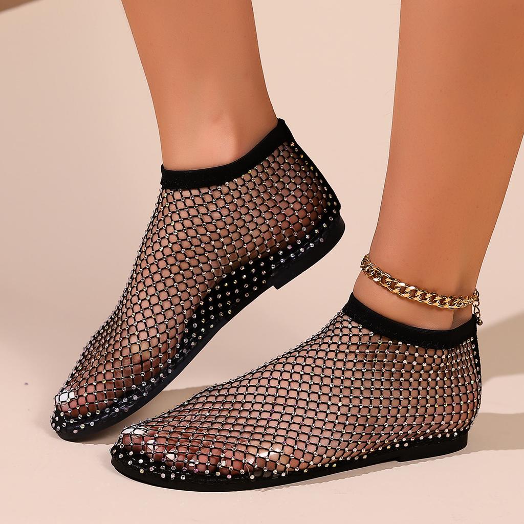 New foreign trade fishing net hollow hot diamond sexy women's sandals European and American personalized women's sandals spot