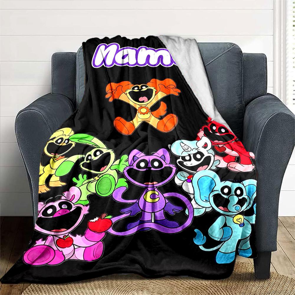 Customiz Name Personality Smiling Critters Blanket Soft &Warm Sofa Office Bed Travel Lunch Break Blanket, Gift Suitable All Seasons