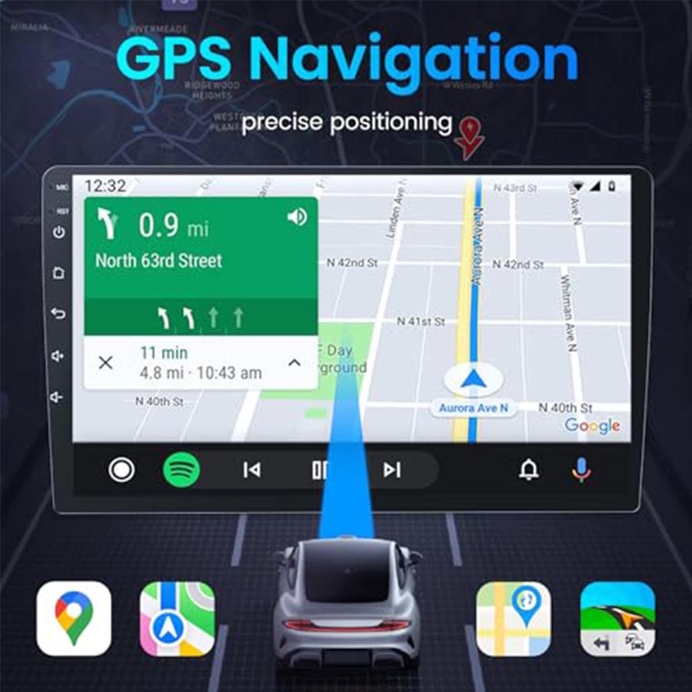 9-дюймовая беспроводная автомобильная магнитола CarPlay Android, 2+32 ГБ, Совместима с Toyota Corolla 2003-2008