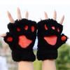 Женщины Девушки Прекрасная Кошачья Лапа Коготь Толстые Половина Без Пальцев Перчатки Пушистые Плюшевые Варежки