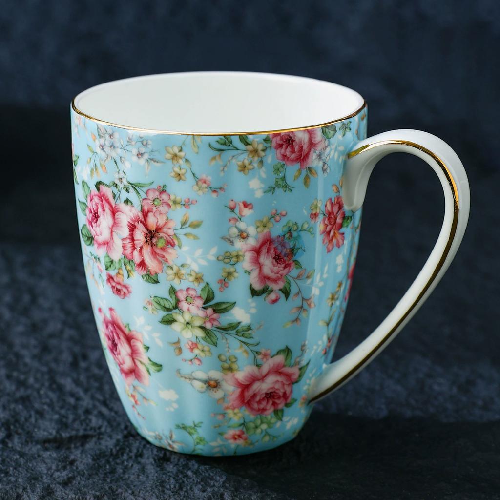 Vintage Floral Bone China Coffee Mug European Retro Rustic Tea Cup European English Afternoon Tea Mugs